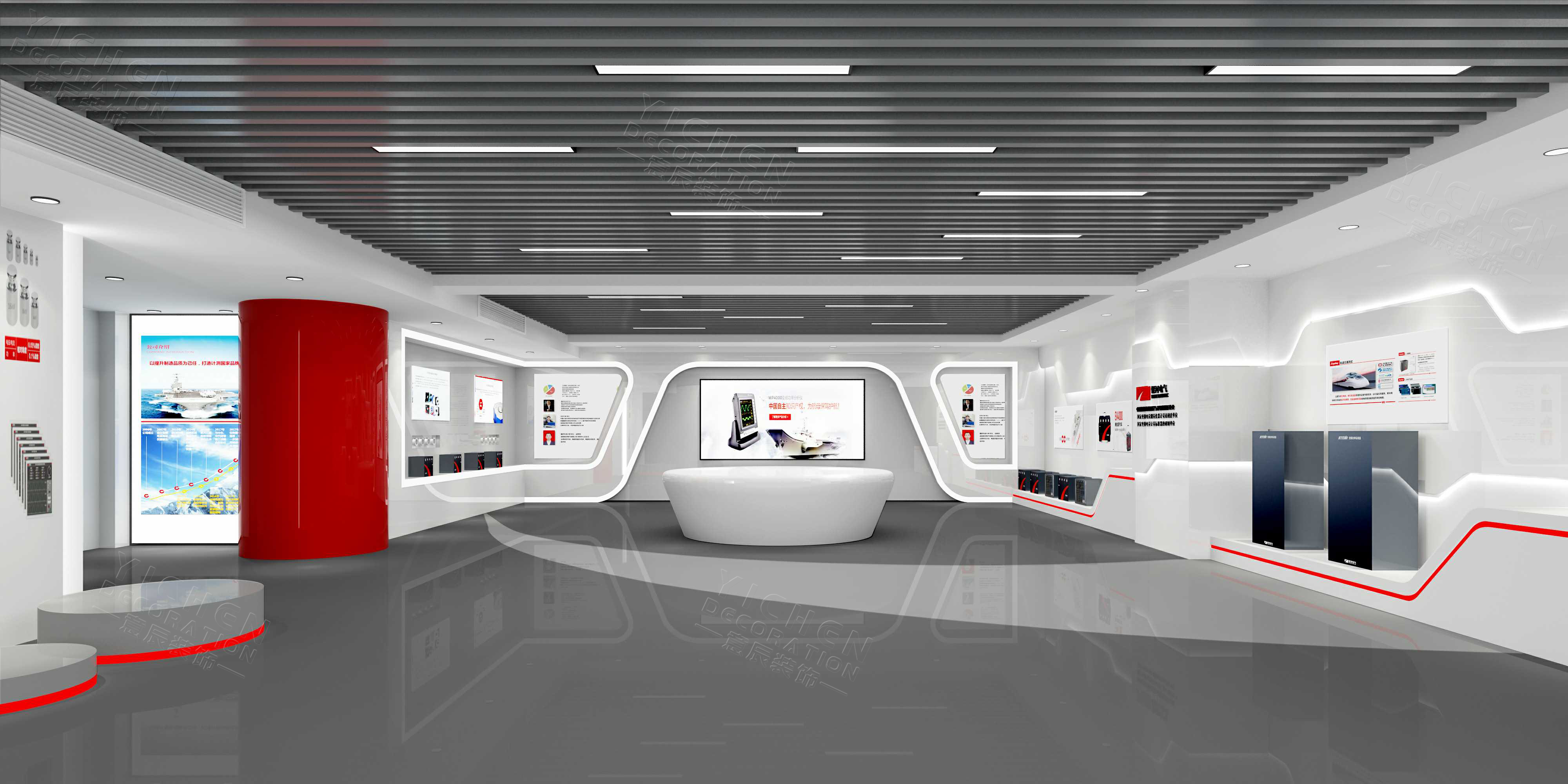 广州某生物科技有限公司办公楼展厅设计效果图-创意联想案例展示-一品威客网