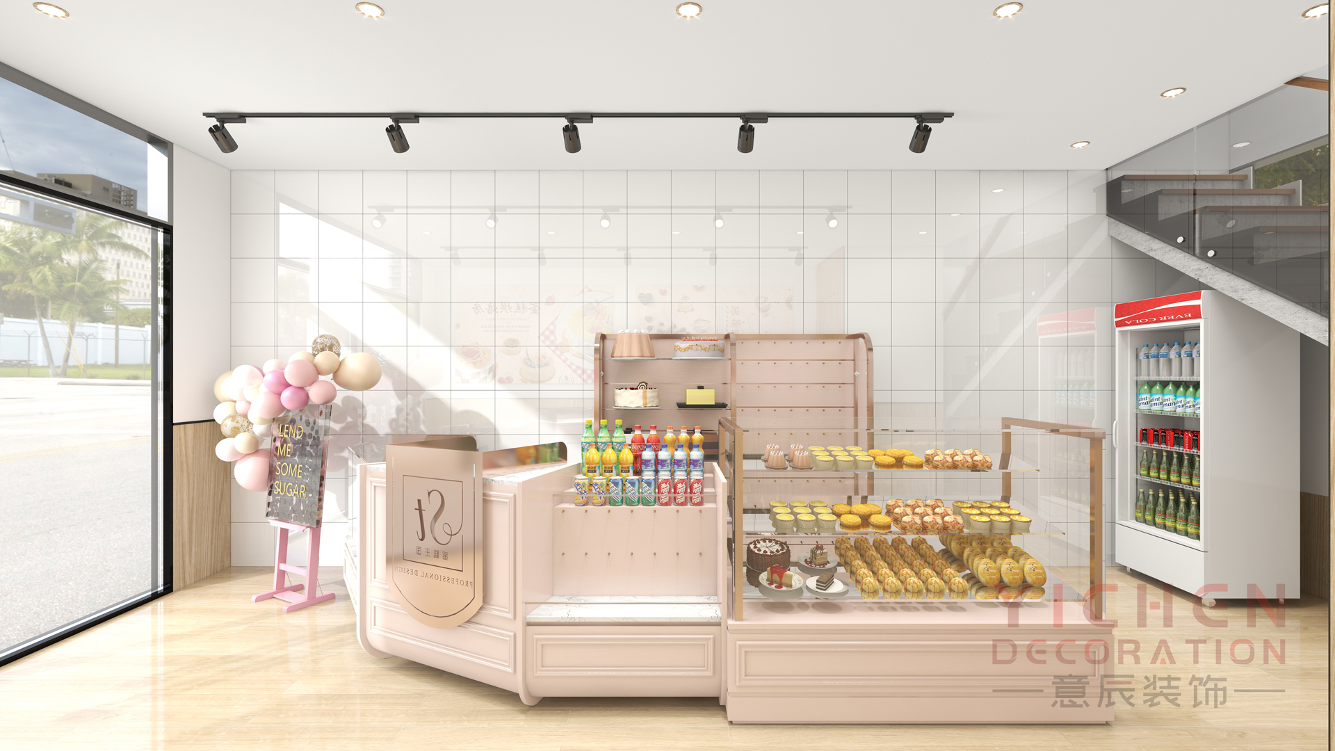 32平日式面包店收银台装修设计